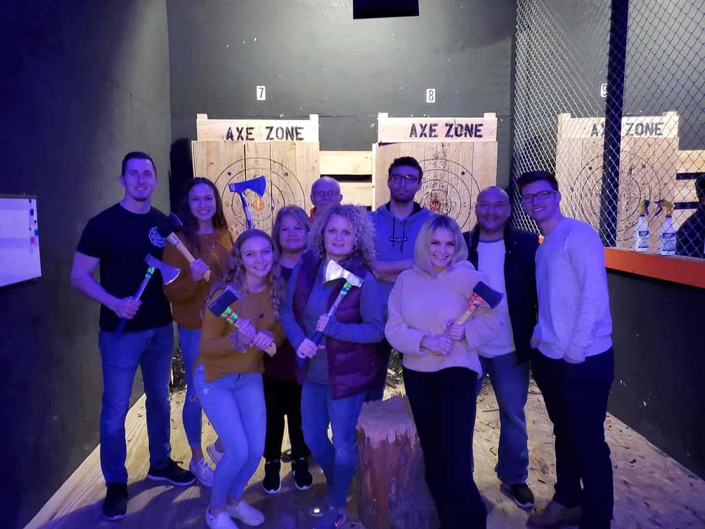 Company axe throwing event near chicago